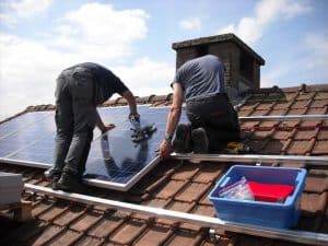 a solar panel installation in progress