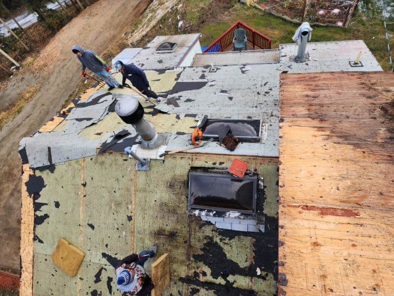 overhead view of Idaho Springs roof during replacement process