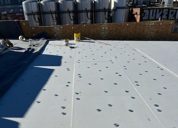 EPDM roofing in the process of installation