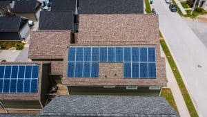 solar panels on a roof installed by roofing and solar companies