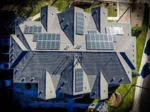 aerial shot of a large home with solar panels installed by an EPC company