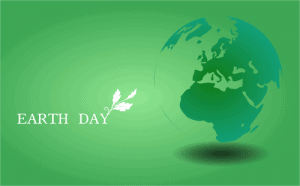 Green Earth Day poster with globe
