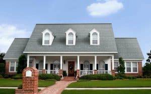 A house with antique silver Duration FLEX shingles from Owens Corning