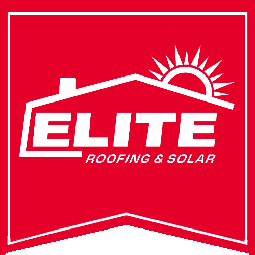 Elite roofing and solar red banner logo