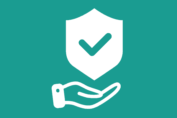Hand holding shield with checkmark