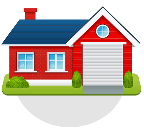 Illustration of a red house for Elite Roofing.